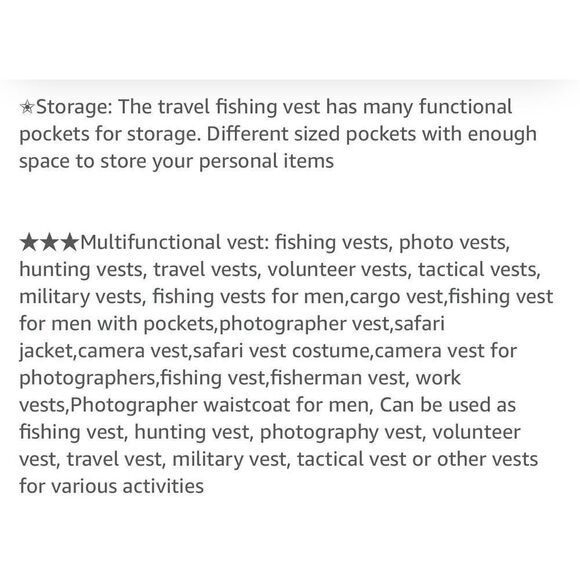 Men’s Vest  Outdoor Jacket Multi Pocket Size 2X Black - Picture 7 of 9